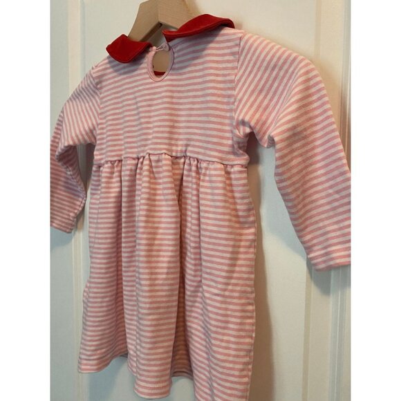 Luigi Kids Valentine's Day Pink Striped Dress Red Heart Applique Girls Size 4 - Picture 6 of 7